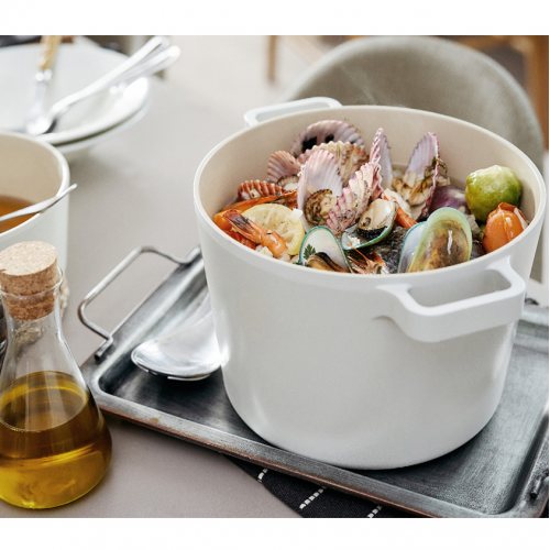 Neoflam - FIKA 22cm IH雙耳高身湯鍋連蓋 (白色)