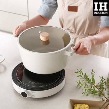 Neoflam - FIKA 26cm IH雙耳高身湯鍋連蓋 (白色)