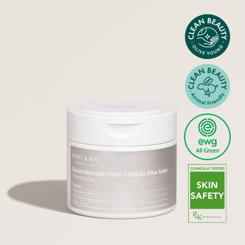 Mary & May Gluconolactone (PHA) + Betula Alba Juice Cleansing Pad 葡萄糖酸內酯(PHA)+白樺汁溫和潔膚棉片70片/270ml
