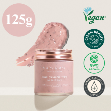 Mary & May Vegan Rose Hyaluronic Hydra Wash Off Pack 純素玫瑰透明質酸保濕水洗泥膜/面膜125g/300g