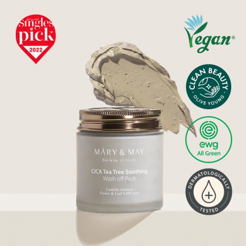 Mary & May Vegan Cica Tea Tree Soothing Wash Off Pack 純素積雪草茶樹舒緩深層清潔泥膜125g