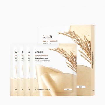 ANUA Rice 70 Glow Collagen Mask 大米蛋白70%光澤修護膠原蛋白面膜4片/盒