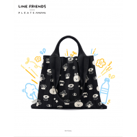 PLEATSMAMA Line Friends Edition Two-Way Shopper Bag Black