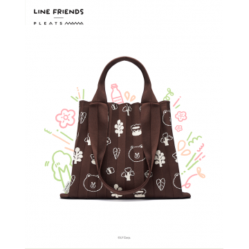 PLEATSMAMA Line Friends Edition Two-Way Shopper Bag Chocolate
