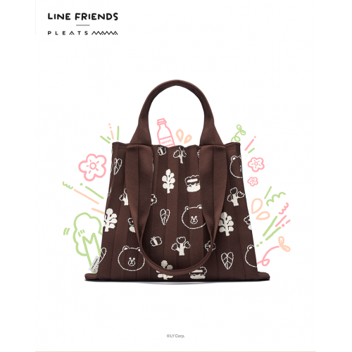 PLEATSMAMA Line Friends Edition Two-Way Shopper Bag Chocolate