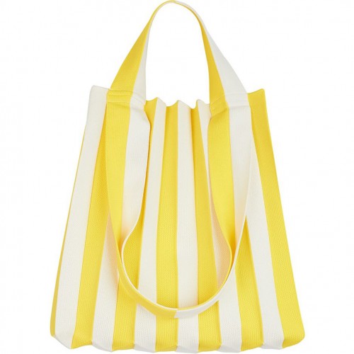 PLEATSMAMA Two-Way Shopper Bag Yellow Stripe