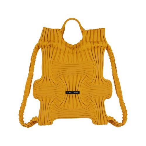 PLEATSMAMA Mini Bow Backpack Mustard