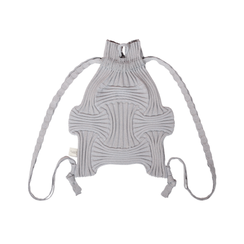 PLEATSMAMA New Bow Backpack Glitter Sliver