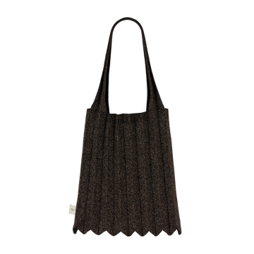 PLEATSMAMA New Shoulder Bag Glitter Black Brown