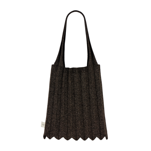 PLEATSMAMA New Shoulder Bag Glitter Black Brown