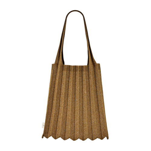 PLEATSMAMA New Shoulder Bag Glitter Camel