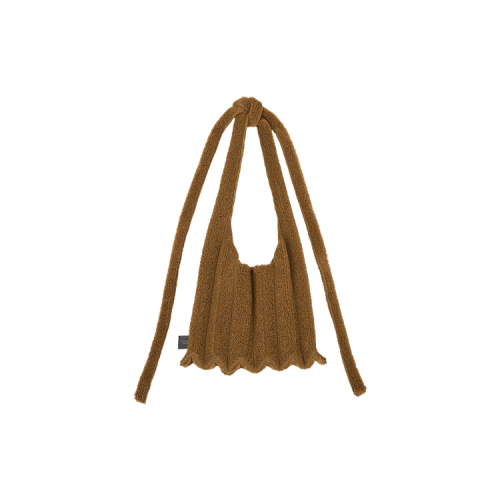 PLEATSMAMA Poodle Shoulder Bag Camel