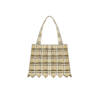 PLEATSMAMA Tweed Shopper Bag Eggnog