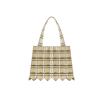 PLEATSMAMA Tweed Shopper Bag Eggnog
