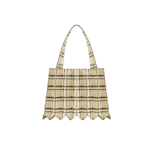 PLEATSMAMA Tweed Shopper Bag Eggnog