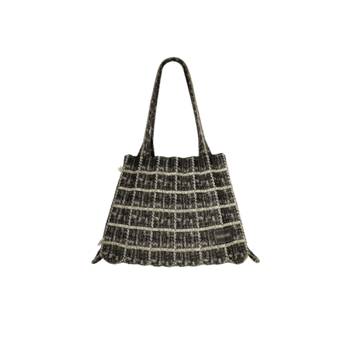 PLEATSMAMA Tweed Shopper Bag Lime