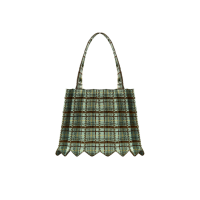 PLEATSMAMA Tweed Shopper Bag Pistachio