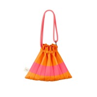 PLEATSMAMA Handle Bubble Bag Orange