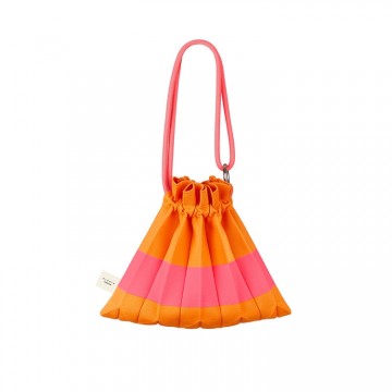 PLEATSMAMA Handle Bubble Bag Orange