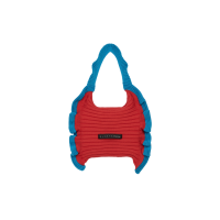 PLEATSMAMA Ruffle Mini Tote Bag Red Blue