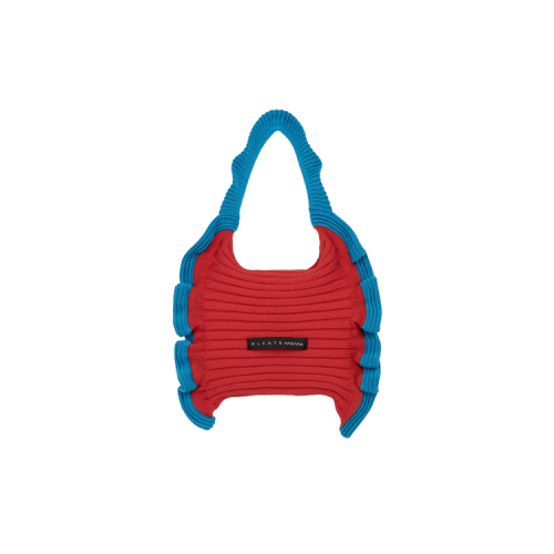 PLEATSMAMA Ruffle Mini Tote Bag Red Blue