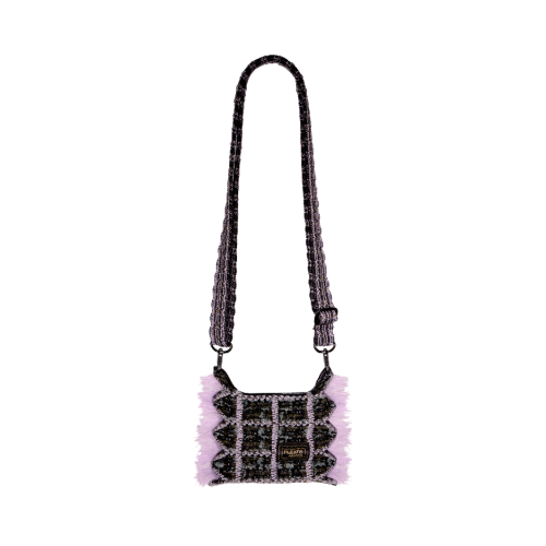 PLEATSMAMA Tweed Mini Sacoche Bag Lavender