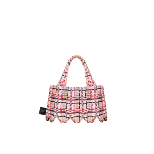 PLEATSMAMA Tweed Mini Tote Bag Pale Pink