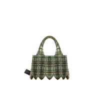 PLEATSMAMA Tweed Mini Tote Bag Pistachio