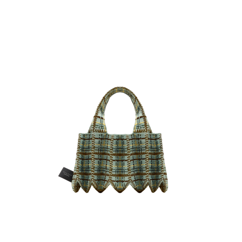 PLEATSMAMA Tweed Mini Tote Bag Pistachio
