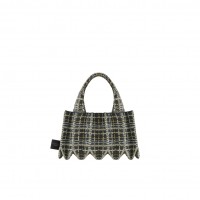 PLEATSMAMA Tweed Mini Tote Bag Stone Grey